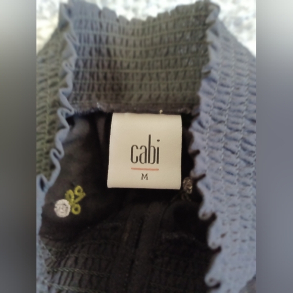 CABI Sheer Black Embroidered Floral Blouse Sz M Romantic Dark Angel Fairy Date - Picture 7 of 13